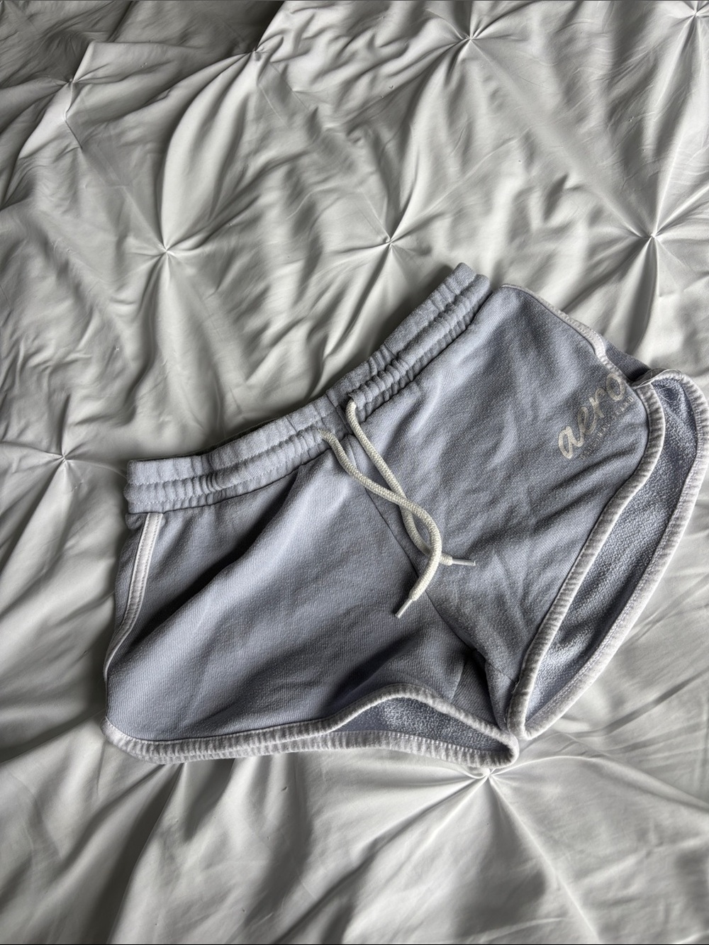 aerie Light Gray Terry Athletic Shorts with Drawstring